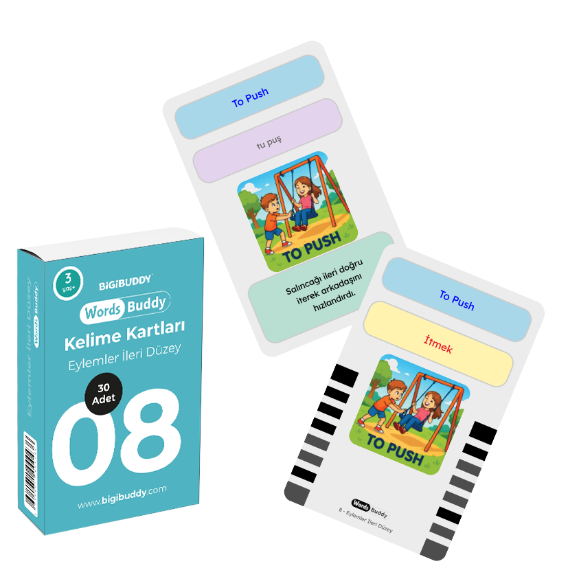 WordsBuddy Eylemler (İleri Düzey) – Türkçe İngilizce Akıllı Kelime Kart Seti