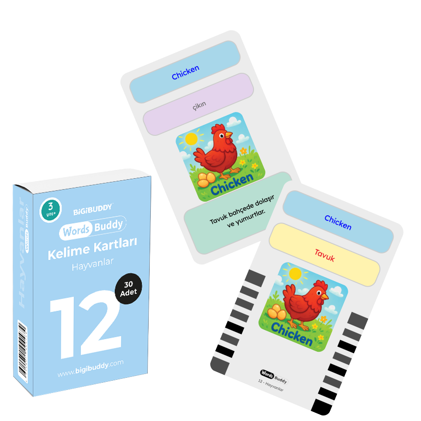 WordsBuddy Hayvanlar – Türkçe İngilizce Akıllı Kelime Kart Seti