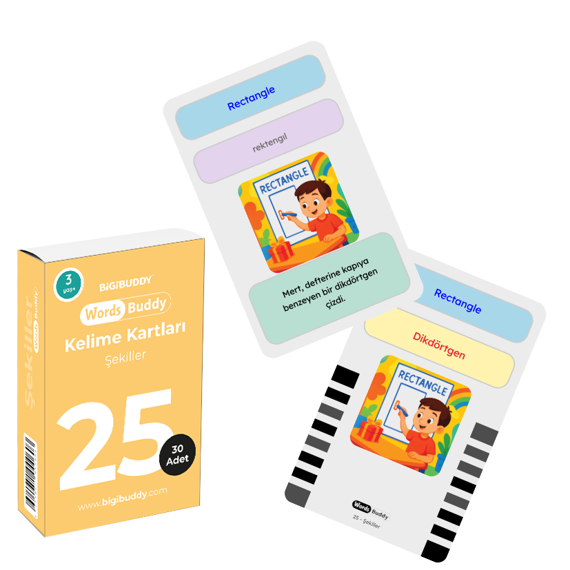 WordsBuddy Şekiller – Türkçe İngilizce Akıllı Kelime Kart Seti