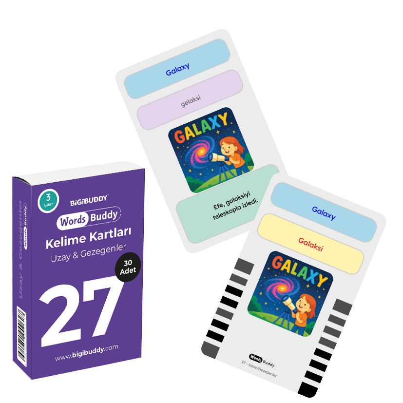 WordsBuddy Uzay ve Gezegenler – Türkçe İngilizce Akıllı Kelime Kart Seti