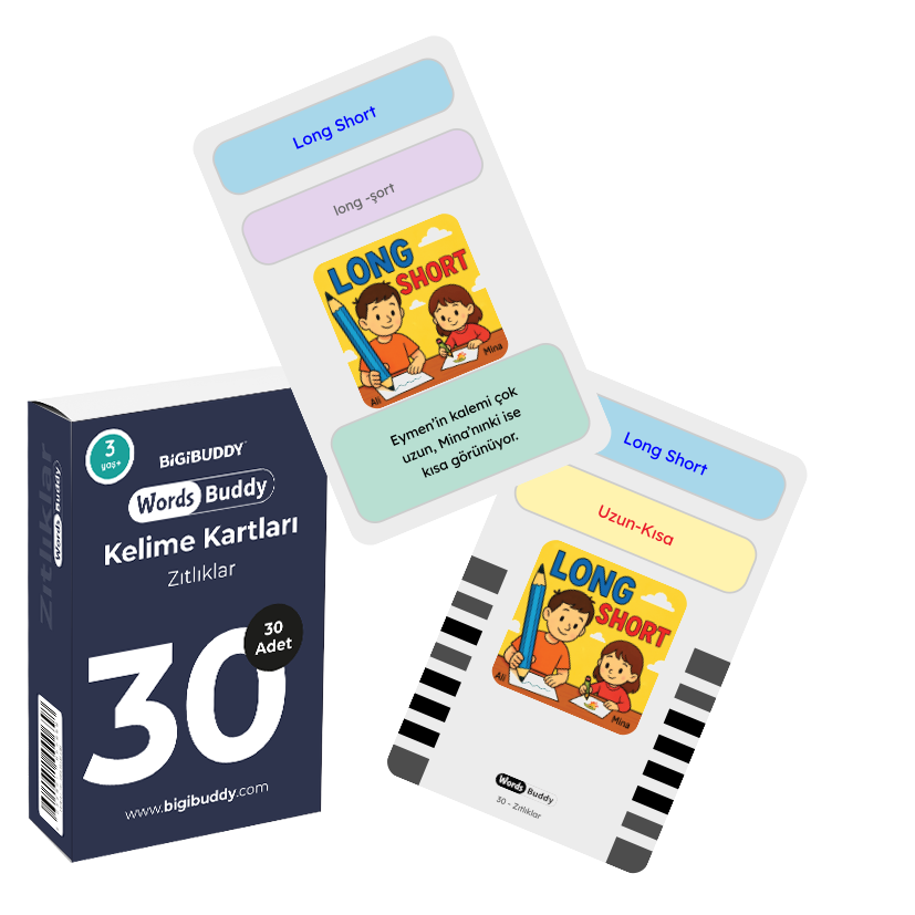 WordsBuddy Zıtlıklar – Türkçe İngilizce Akıllı Kelime Kart Seti