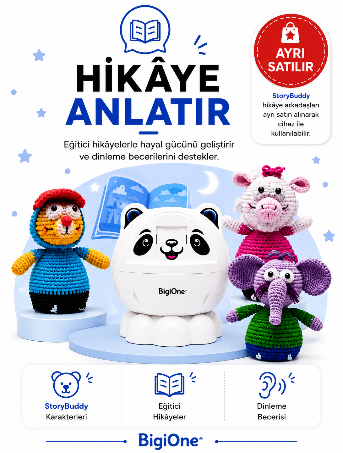 BigiOne Sesli Eğitici Oyuncak | Yapay Zeka Destekli Ekransız Öğrenme Arkadaşı