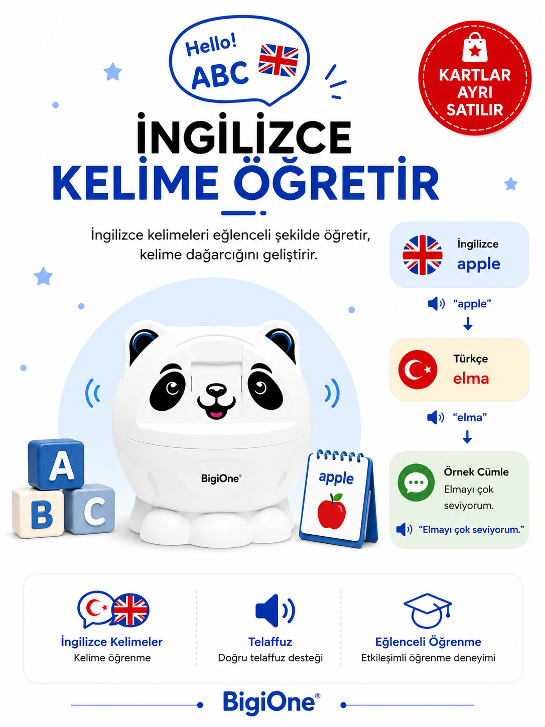 BigiOne Sesli Eğitici Oyuncak | Yapay Zeka Destekli Ekransız Öğrenme Arkadaşı