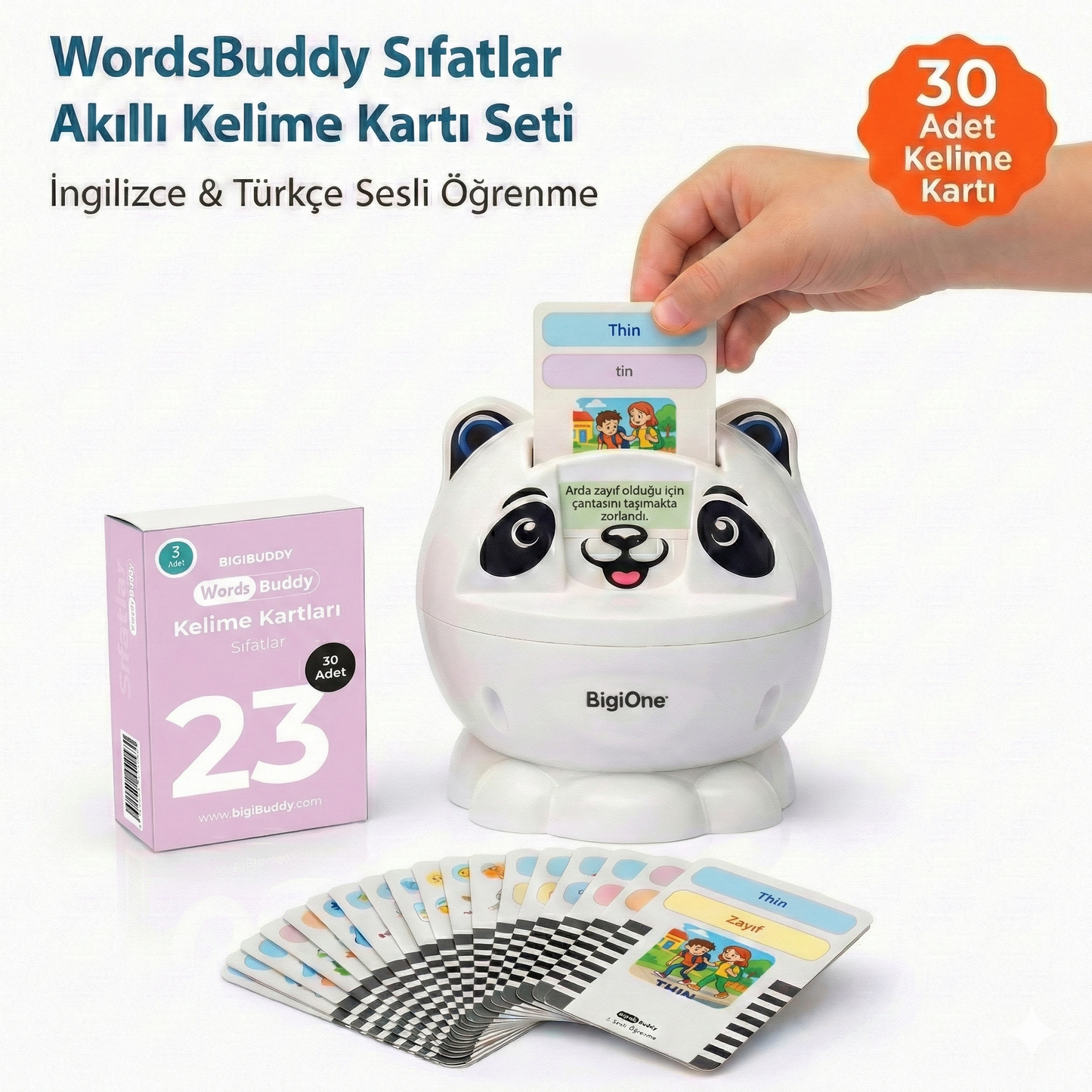 WordsBuddy Sıfatlar – Türkçe İngilizce Akıllı Kelime Kart Seti