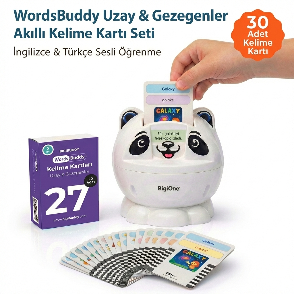 WordsBuddy Uzay ve Gezegenler – Türkçe İngilizce Akıllı Kelime Kart Seti